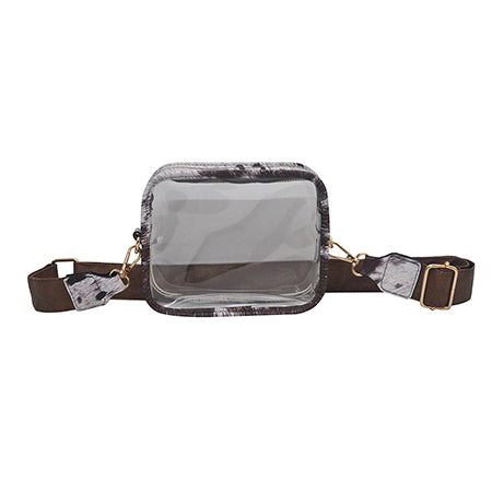 clear stadium bag, concert crossbody bag, stadium approved purse, see through bag, transparent crossbody, clear PVC bag, game day clear bag, clear shoulder bag, festival approved bag, stadium security bag, sports event clear purse, concert see through bag, adjustable strap clear bag, thick PVC stadium bag, stadium fashion bag, clear purse with strap, gold accent clear bag, faux leather trim clear bag, stadium regulation bag, concert ready crossbody bag, clear handbag for events