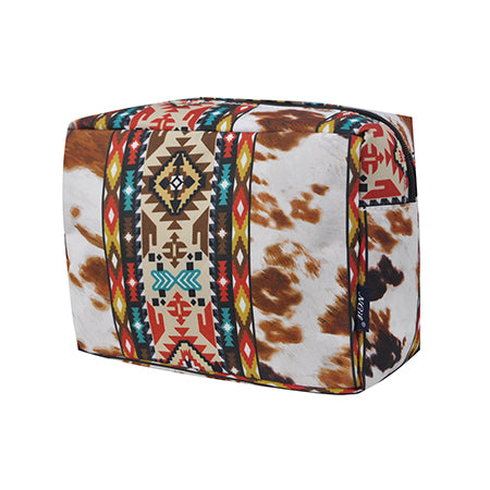 LARGE COSMETIC CASE, LARG MAKEUP BAG, LARGE MAKE UP ORGANIZER, MAKE UP ORGANIZER, COSMETIC ORGANIZER, STRUCTURED MAKE UP BAG, FASHION PURSES, TRIBAL COW, TRIBAL DESIGN,