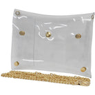 WHOLESALE BAG, CLUTCH BAG, CLEAR, CLEAR CLUTCH, CLEAR BAG, GOLD ACCENT PURSE, PROM PURSE, FANCY PURSE, FANCY CLUTCH BAG, UNISEX CLUTCH, VERSATILE PURSE
