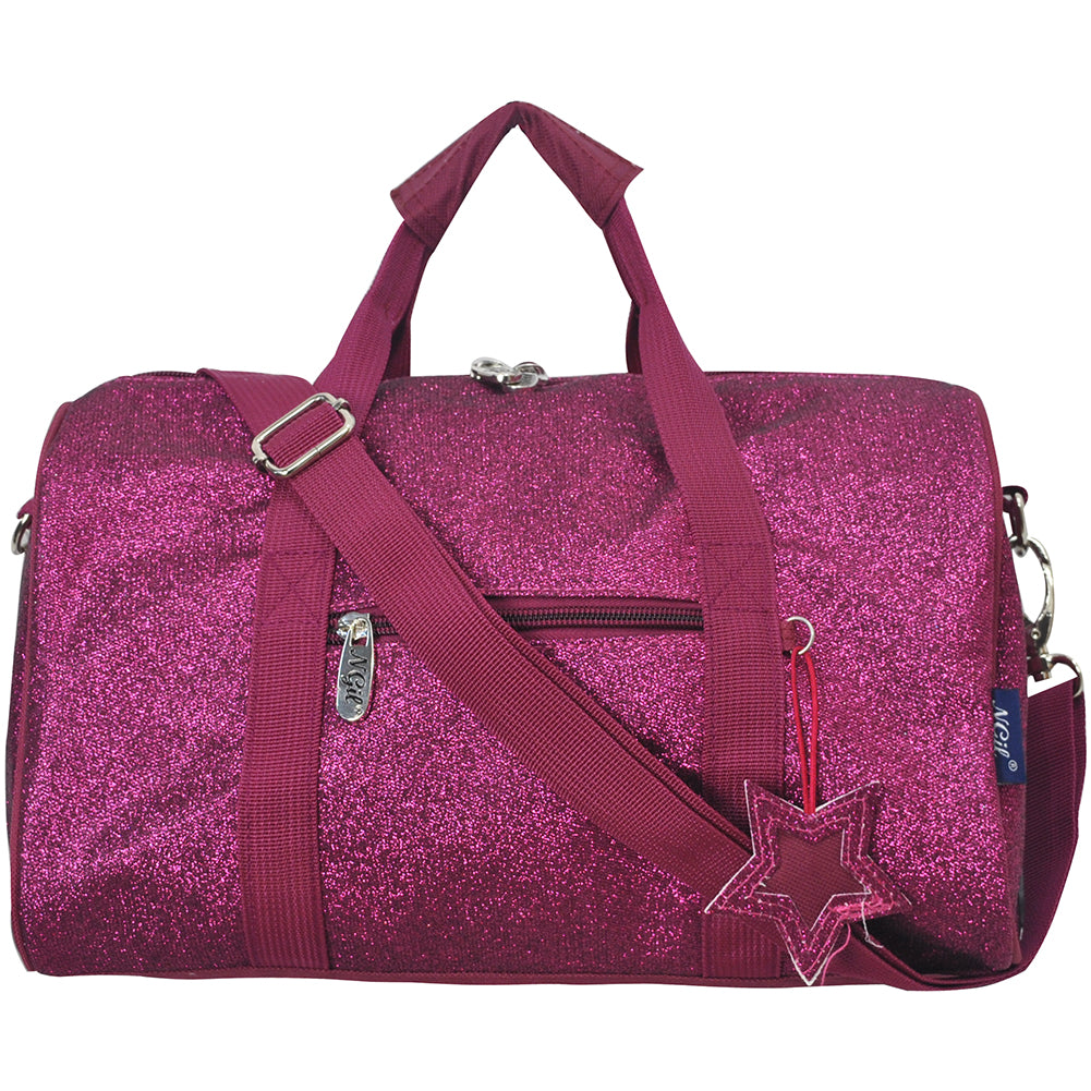 Spend a night Overnight wap loading bling pink Travel tote duffle luggage  holographic glitter dance bag Gym bags