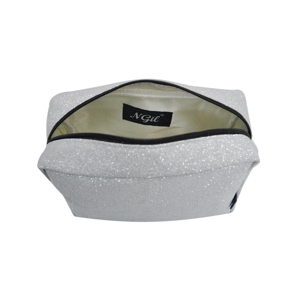 glitter cosmetic pouch, NGIL makeup bag, cheer makeup pouch, dance toiletry bag, gymnastics travel bag, beauty pageant pouch, competition cosmetic case, travel makeup organizer, glitter toiletry bag, small travel pouch, zip top cosmetic case, glitter carry-on bag, dancer makeup case, cheerleader pouch, gymnast toiletry bag, compact glitter bag, makeup bag for travel, glitter gift pouch, sparkle cosmetic bag, overnight toiletry pouch, portable beauty bag, glitter storage pouch