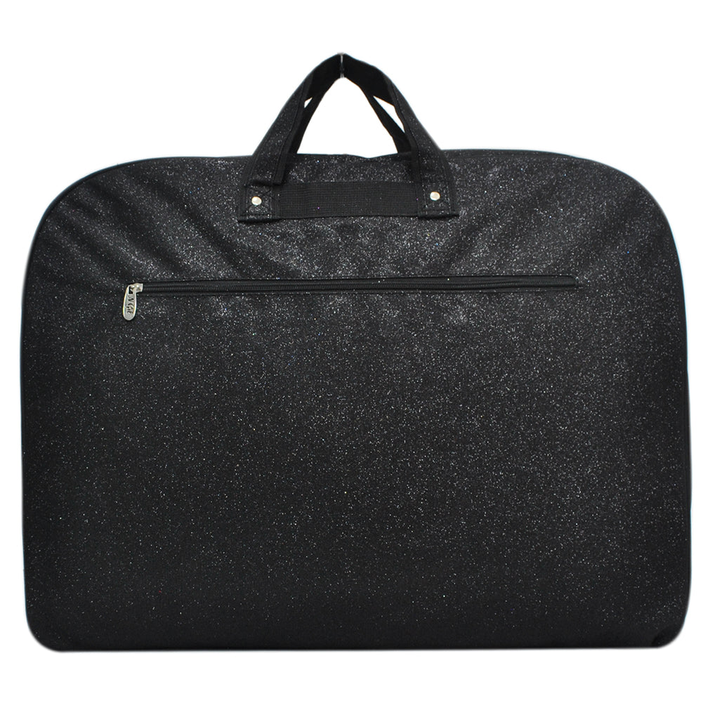 black glitter garment bag, NGIL garment bag, dance garment bag, cheer garment bag, travel garment bag, competition garment bag, dancewear storage bag, wrinkle-free travel bag, glitter travel bag, dancer travel bag, cheerleader travel bag, monogram garment bag, foldable garment bag, lightweight dance bag, dance competition bag, glitter cheer bag, garment bag with hook, glitter clothing bag, sparkly garment bag, stylish travel bag, costume storage bag, dance outfit bag, cheer uniform bag