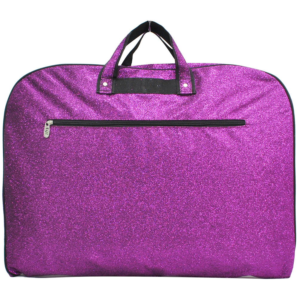 purple glitter garment bag, NGIL garment bag, dance garment bag, cheer garment bag, travel garment bag, competition garment bag, dancewear storage bag, wrinkle-free travel bag, glitter travel bag, dancer travel bag, cheerleader travel bag, monogram garment bag, foldable garment bag, lightweight dance bag, dance competition bag, glitter cheer bag, garment bag with hook, glitter clothing bag, sparkly garment bag, stylish travel bag, costume storage bag, dance outfit bag, cheer uniform bag