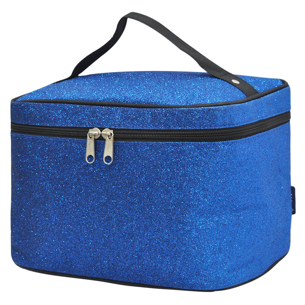 Cosmetic case organizer, women?€?s cosmetic case, cosmetic organizer ideas, custom makeup case, dance competition accessories, cheer gifts in bulk, blue glitter makeup bag, royal glitter cosmetics 