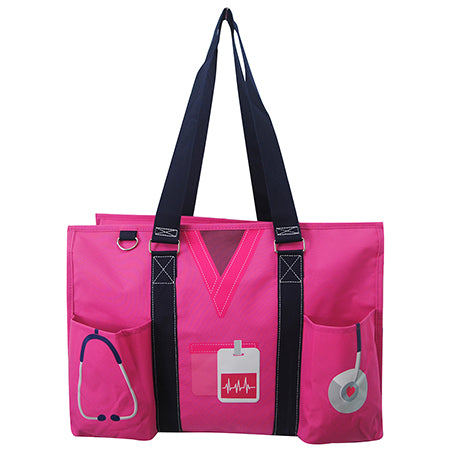 Hot Pink Nurse Life NGIL Zippered Caddy Organizer Tote Bag