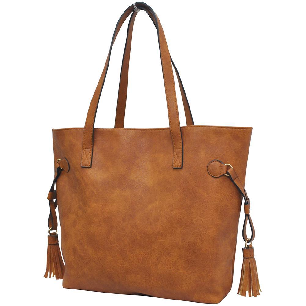 Macy's Mstylelab Vegan Leather Brown Fringe Boho Bag