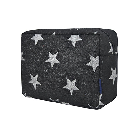 Black Glitter Super Star NGIL Large Cosmetic Travel Pouch In Bulk