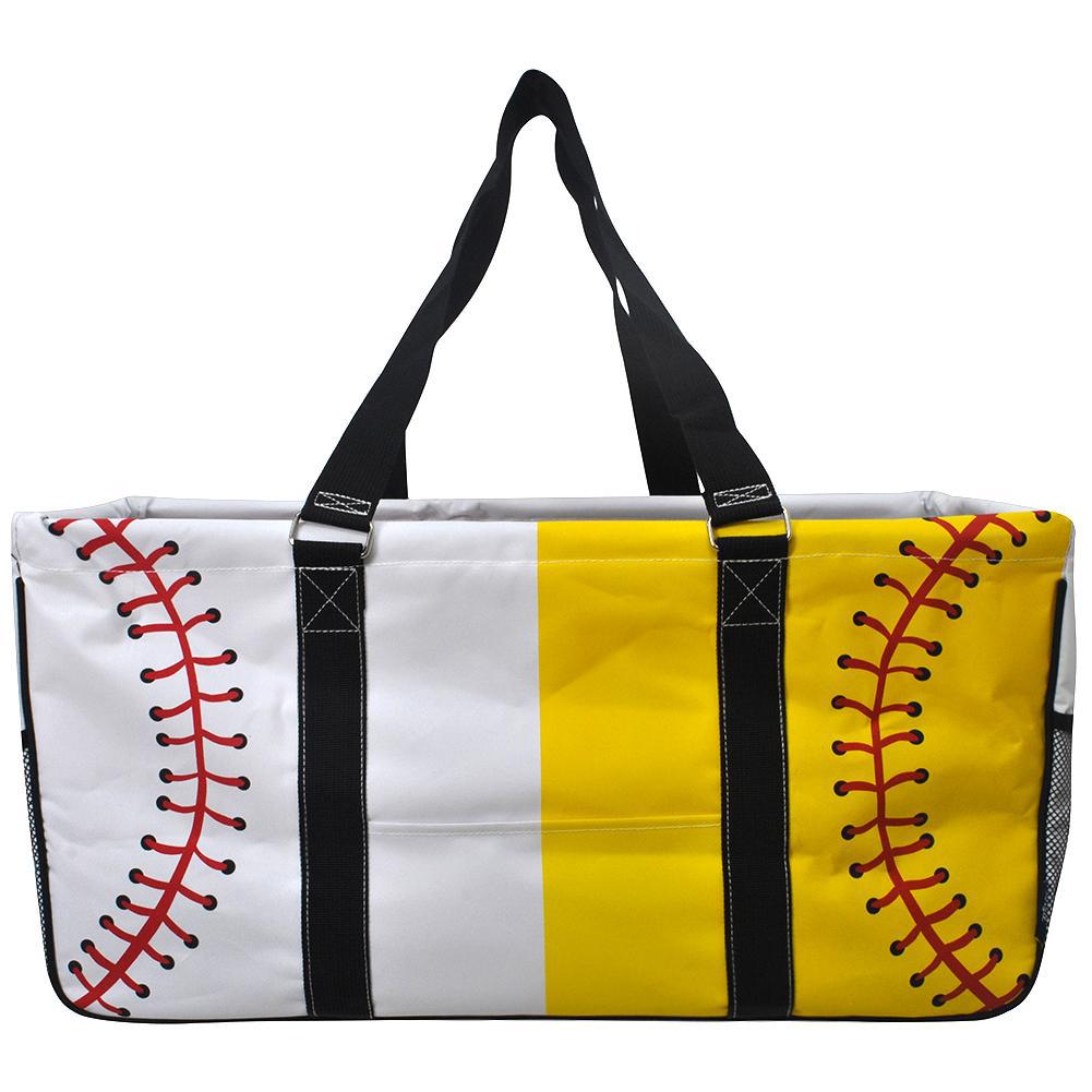 teammates, softball hamper for dirty sport uniform, softball inspired fabric design utility tote for sports gloves, collapsible tote for sports use, sports inspired canvas tote, cute wholesale baseball tote