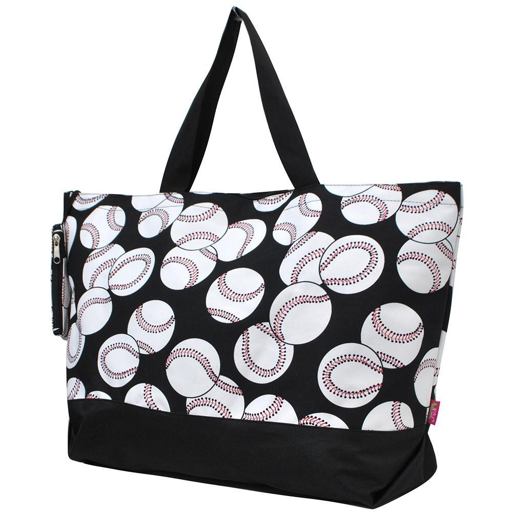 Large Monogram Canvas Tote Bag - Black and White