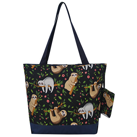 CANVAS TOTE, CANVAS BAG, TOTE BAG, CANVAS BAG, TOTE WITH SLOTH DESIGN, SAVE THE SLOTH DESIGN, SLOTH LOVER TOTE BAG