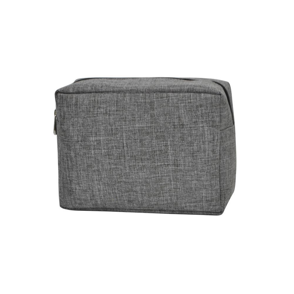 zip around gray jewelry storage bag, wholesale gray mini travel case for women’s essentials, Wholesale prices bridal gift ideas, desert heat inspired cute cosmetic case wholesale, canvas material water resistant small makeup case, cheap bulk gray accessories bag, wholesale bags for groomsmen party