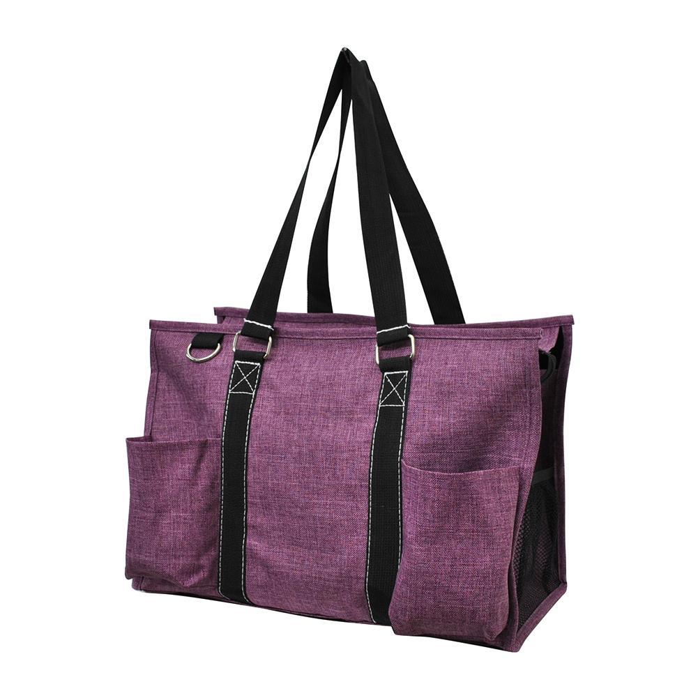 NGIL Large Zippered Tote Organizer Bag - Crosshatch Print, 18.5"L X 7.5"W X 13"H, Multiple Pockets - View #7
